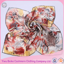 Chinese style twill printed women neck large silk scarf